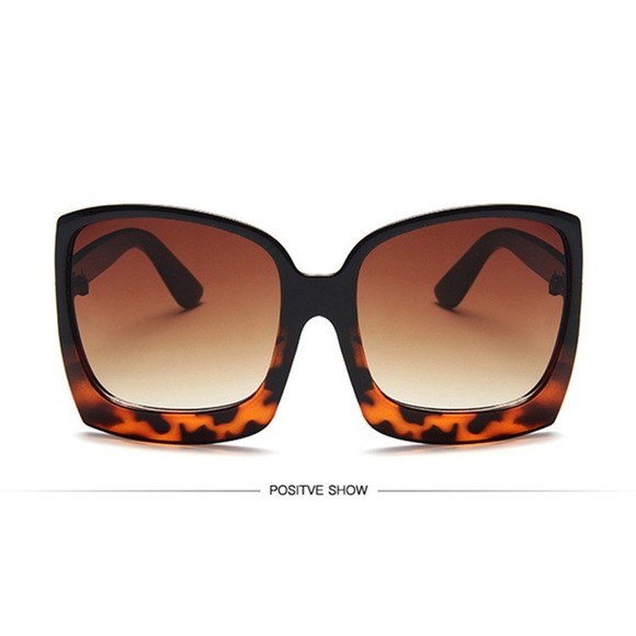 Oversized Square Sunglasses Tortoise Brown Gradient Lens Fashion Sun Glasses - Picture 2 of 3